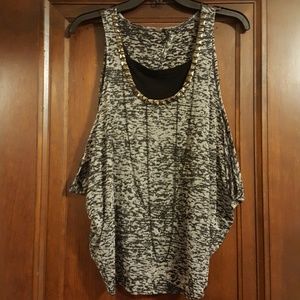 EUC Guess Women's Gray & Black Studded Tank Top